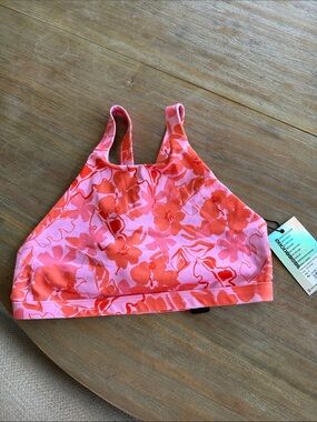 Jolyn Clothing Pink & Coral Floral High-Neck Swim Bikini Top KAYLEE